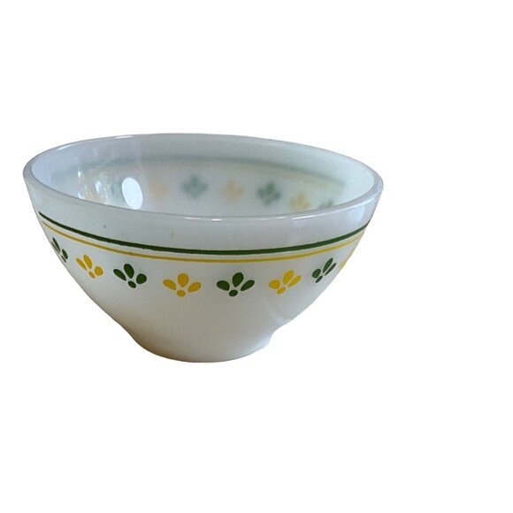 Thermocrisa Mexico 5” diameter Bowl Milk Glass Green and Yellow Design‎ - Picture 2 of 5